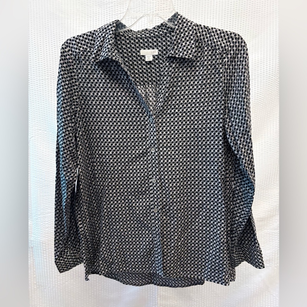 J. Jill women's button-up shirt in extra small size, gray color, long sleeve